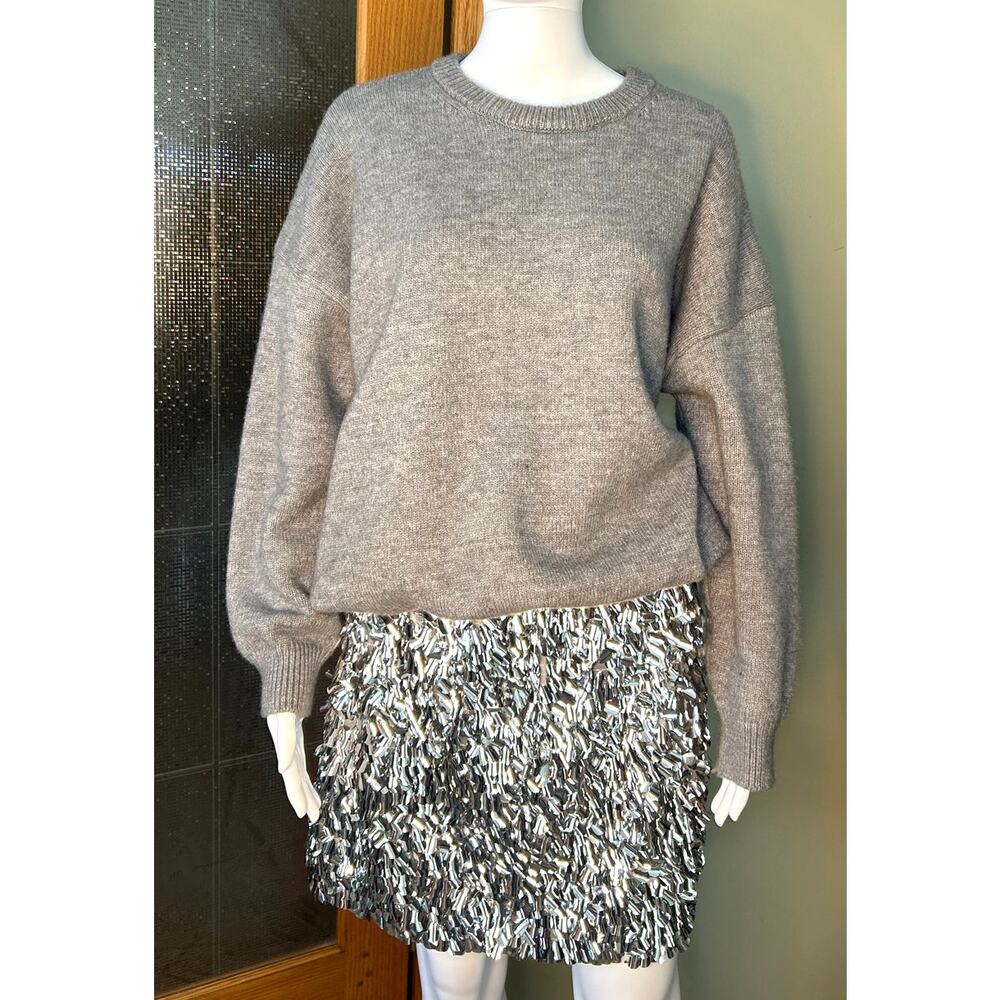 Anthropologie Mare Mare Gray LS Sweater Sequin Twofer Mini Dress Holiday NWT Med